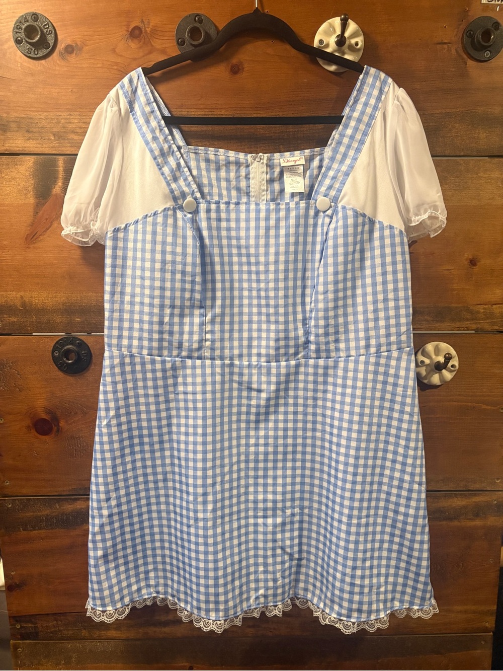 Dreamgirl Dorothy Wizard of Oz Gingham Mini Dress with Puff Sleeves
